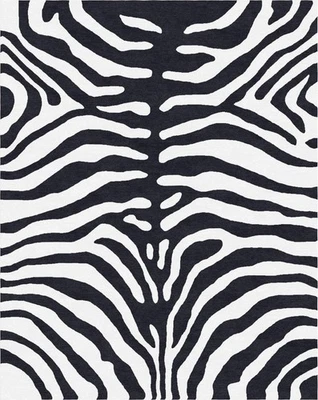 Zebra Black & White Hand Tufted Wool Area Rugs  For Home Bedroom Living Room 5x8 - Image 1 of 4