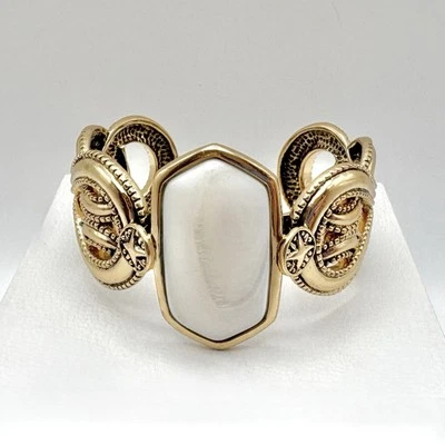 Studio Barse Natural Mother of Pearl Golden Bronze Cuff Statement Bracelet - Image 1 of 4