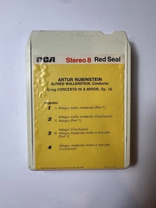 RCA Stereo 8 Red Artur Rubinstein Grieg Concerto In Minor 8Track Cassette Tape - Imagen 1 de 1