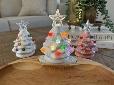 Custom made faux NF / Nora Fleming ceramic light up Christmas tree mini DUPE