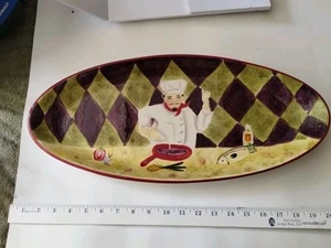 3 Vtg Certified Intl. Jennifer Brinley Large Chef Pasta Serving Platter 19.5 " - Picture 1 of 8