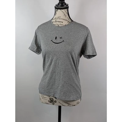 Nueva Camiseta Joe Boxer Mujer Grande Gris Recortada Smiley Antiguo Stock Y2K Años 90 Gráfico Foto 1 de 4