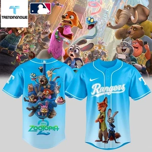 Camiseta Tex-*as Rang-*ers Disney Zootopia 2, camiseta de béisbol, camiseta de película - Imagen 1 de 3