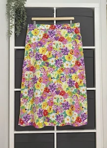 Crew Clothing Ladies Maxi Skirt UK 16 Floral Cotton Mix Pockets Elastic Waist - Picture 1 of 8