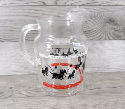 Jarra de agua de vidrio pintado Scottie Dog de colección diseño de labios años 30 años 40 Foto 1 de 4