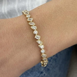 Emerald Lab-Created Diamond Bangle Bracelet 2.75ct F/VS 14K Yellow Gold - Picture 1 of 9