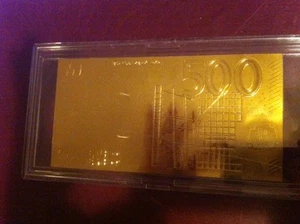 Golden 500 EUROS - DINERO EUROPEO 2002 24 KT DORADO - BILLETES DINERO COLECCIONABLES - Imagen 1 de 7