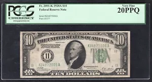 FR. 2001-K 1928-A $10 FRN FEDERAL RESERVE NOTE DALLAS, TX PCGS VERY FINE-20PPQ - Picture 1 of 2