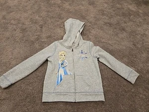 Kids Girls Disney Jumping Beans Gray Elsa Zip Up Sweatshirt Size 5 - Picture 1 of 4