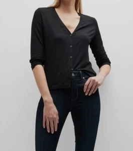 $248 Majestic Filatures Women's Black Soft Touch Cardigan Sweater Size 2 - Picture 1 of 4