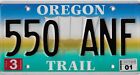 2001 OREGON TRAIL LICENSE PLATE #  550 ANF COVERED WAGON