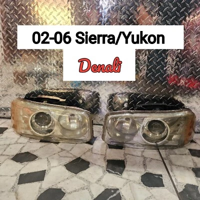 Par de faros GMC Sierra Yukon Denali 2002-2006 usados OEM (ver descripción y 📸 Foto 1 de 4