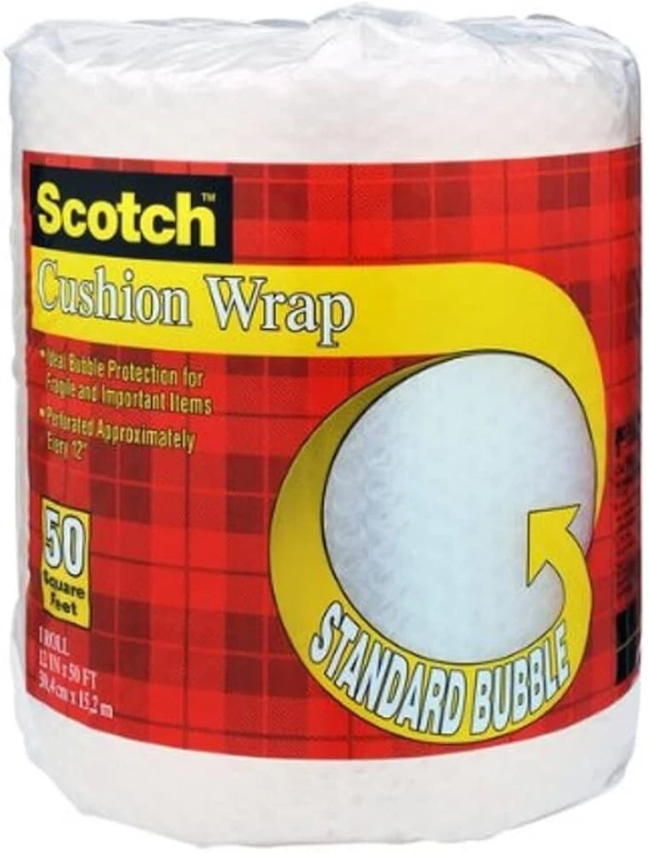 Scotch Bubble Cushion Wrap, 50ft. x 12in., Standard Bubble, 1 Roll - Image 1 of 1