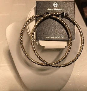 House of Harlow Ex large gold hoop earrings - Picture 1 of 5