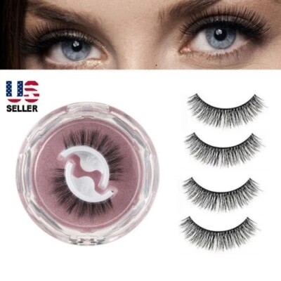 Caja de pestañas postizas autoadhesivas reutilizables naturales largas gruesas 3D Foto 1 de 4