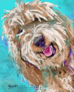 Labradoodle Druck von Original Fine Art Aquarell von Ron Krajewski - Bild 1 von 4
