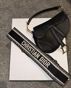 Dior mini Crained Calfskin Saddle Bag And Canvas Strap - Picture 1 of 15