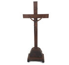 Standing Crucifix Cross hand Carved Wood  Art Piece Corpus French Magnificent   
