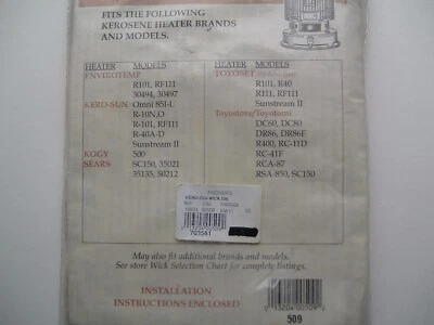 Kerosun/Toyostove Double Clean DC60 DC80 Radiant 10N,O; 101 Kerosene Heater Wick - Image 1 of 3