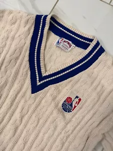 VTG NBA JAPAN SWEATER Mens L 1980s 90s Old School Basketball Tennis NUTMEG - Picture 1 of 3