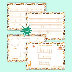 HOJAS DE TRABAJO DE ESCRITURA A MANO Y BOLÍGRAFO PARA NIÑOS. ESCRIBIR LETRAS DEL ALFABETO NOMBRE NÚMEROS FORMA - Imagen 1 de 7