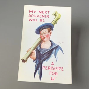 WWI US NAVY Sailor USN Postcard Antique Unposted Uniform Love Romance Periscope - Picture 1 of 2