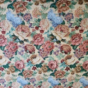 VTG 3.3 Yards Woven Floral Multicolor Upholstery Victorian Tapestry Fabric - Picture 1 of 18
