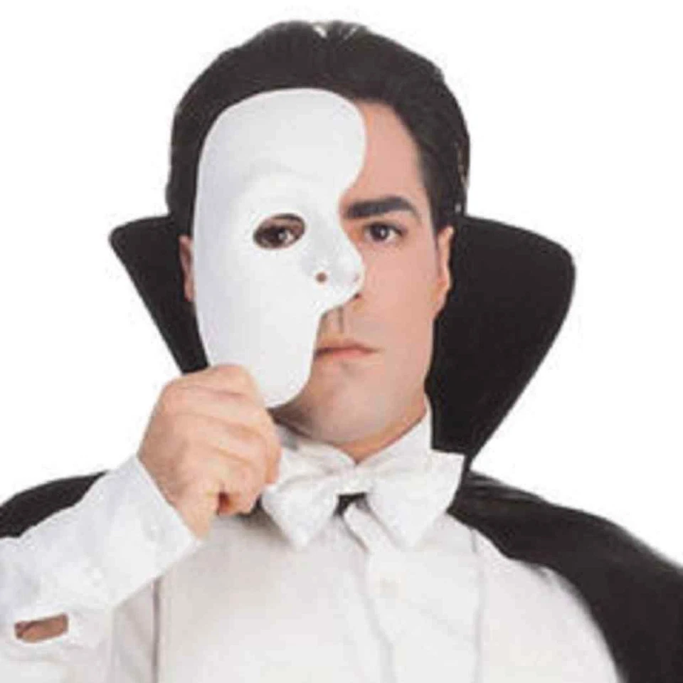 幻影歌剧 1/2 面具白色花式装扮万圣节成人服装配件 — 第 1/1 张图片