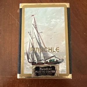 Carte da gioco Duratone vintage navi in mare nautica Pinochle giochi cottage core - Foto 1 di 5