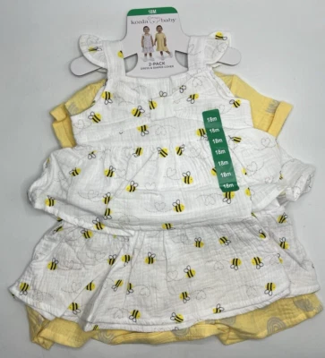 Girls Size 18M 4-Piece Koala Baby 2-Pack Dress And Diaper Cover Set Yellow White - Image 1 of 4