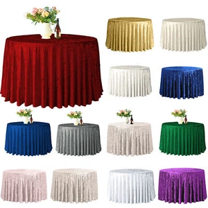 Dining Table Cover Soft Crushed Round Cloth Wedding Tablecloth Washable - Picture 1 of 118