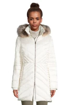 LANDS' END PXL(18) Ivory Insulated Plush Quilted Hooded Coat NWT $220 - Image 1 of 4