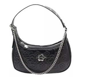 Limited Too Black Purse Bag Grommets Strap with Silver tone Chain NEW NWT - Picture 1 of 7