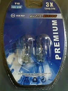 2 x 921 12v 955 Bulbs BRAKE STOP TAIL Capless Wedge T15 BLISTER PACKING PAIR 21w - Picture 1 of 2