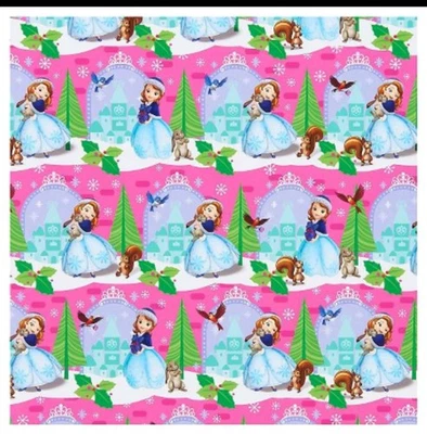 PRINCESS SOFIA CHRISTMAS HOLIDAY GIFT  WRAPPING PAPER ROLL  60 SQ. FT. MADE USA - Image 1 of 4