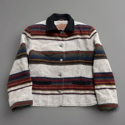 Chaqueta Woolrich De Colección Para Mujer M Azteca Suroeste Navajo Lana Manta Abrigo Foto 1 de 4