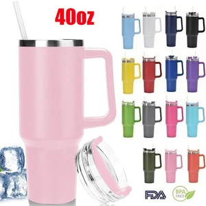 40oz Tumbler Cup & Straw Lid Insulated Stainless Steel Water Bottle Coffee Mug - Picture 1 of 25