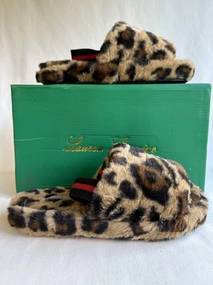 Lauren Lorraine тапочки женщин размер 6 леопард плюшевый искусственного меха дом туфли M060 - Изображение 1 из 4