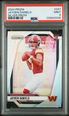 JAYDEN DANIELS 2024 PRIZM SILVER PRIZM ROOKIE RC #347 PSA 9 ¡COMO NUEVO! COMANDANTES LSU Foto 1 de 2