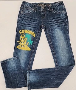 Vanilla Star Junior 5 Jeans bemalt Cowgirl Küstenpalmen Upcycling Custom - Bild 1 von 24