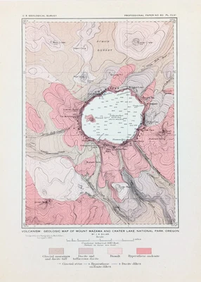 Parque Nacional Lago del Cráter 1908 - Mapa Oregon ORIGINAL Monte Mazama Foto 1 de 3