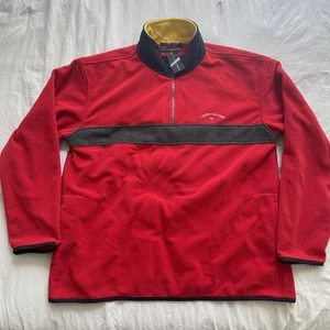 Vintage Tommy Hilfiger Herren XL Fleecejacke rot bestickt 1/4 Zip Pullover Neu mit Etikett - Bild 1 von 9