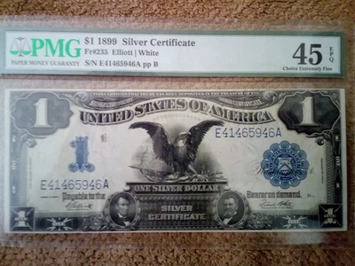 1899  $1 ONE DOLLAR LARGE-SIZE SILVER CERTIFICATE BANKNOTE, CXF, PMG 45 EPQ - Image 1 of 4