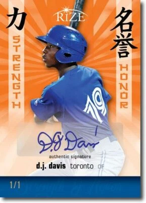 D.J. DAVIS 2012 Rize  Rookie ORANGE BLANK BACK Auto STRENGTH & HONOR RC 1/1 - Image 1 of 2