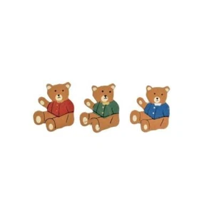 Dolls House 3 Wooden Teddy Bear Wall Decorations Miniature Nursery Accessory - Picture 1 of 8