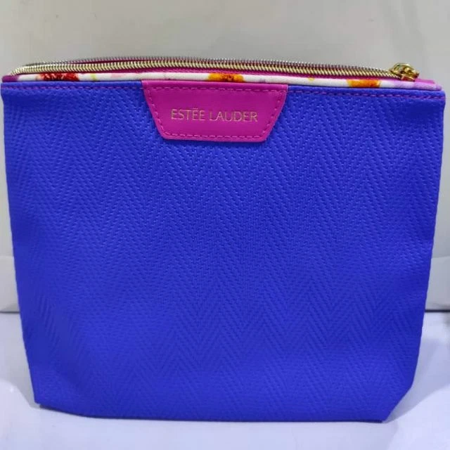 Bolsa de maquillaje cosmético Estee Lauder estuche con cremallera ~ azul púrpura Foto 1 de 1