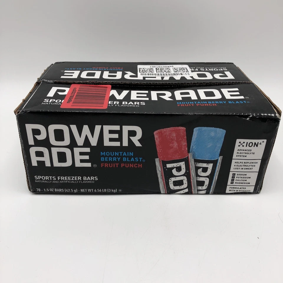 70 Powerade Sport Freezer Bars Popsicle Ice Pop Frozen Treat Electrolyte Replace