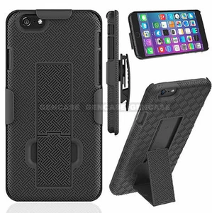 For Galaxy s7 Rugged Dual Holster Hard Case with Fold Stand Belt Clip - Black - Picture 1 of 11