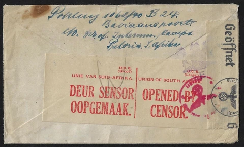 SOUTH AFRICA 1942 WWII INTERMENT CAMP BAVIANSPOORT PRETORIA FROM GERMAN INTERNEE Cover