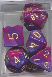 NEW Style ! CUBE RPG Dice Set of 7 - Twisted Blue-Purple - Picture 1 of 2